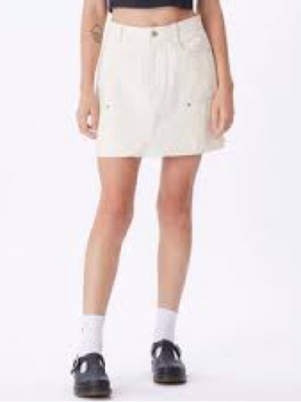 Obey Urban Outfitters Streetwear Beige  Waistband Skirt with Logo Tag Size 28